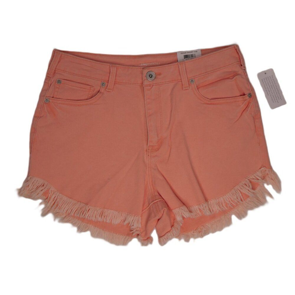 INC Denim High Rise Core Denim Short Coral 10 NWT INC International Concepts